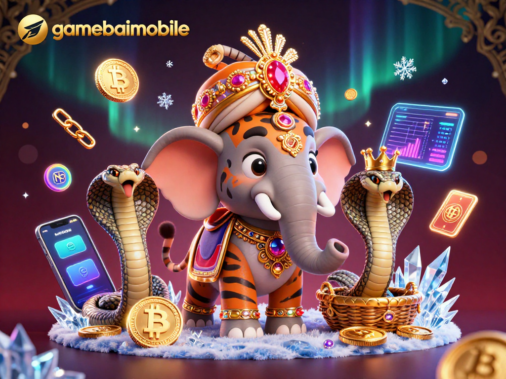 Engage with gamebaimobile's rich casino adventure featuring a majestic tiger and golden treasures.