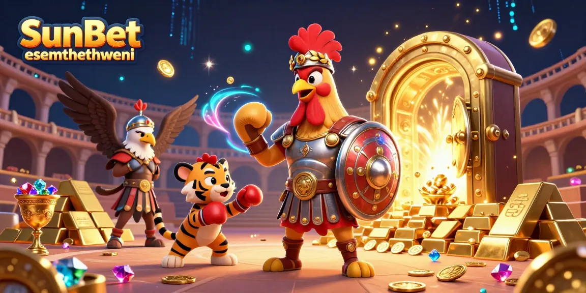 Experience thrilling gameplay with SunBet esemthethweni in this captivating 3D illustration of a gladiator rooster.