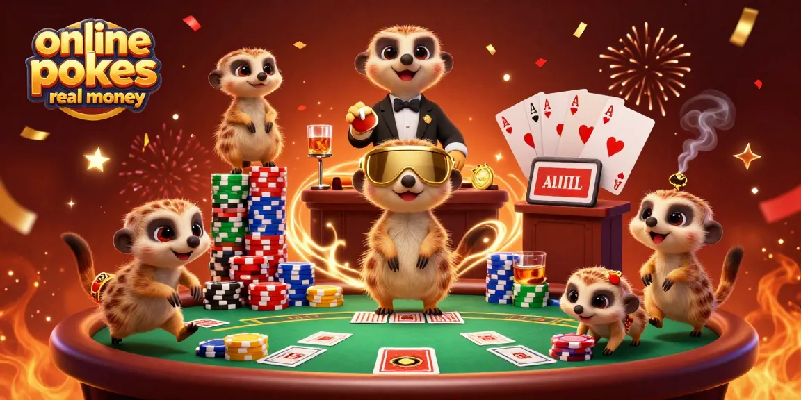 Engaging playful meerkats at a casino display vibrant online pokies real money gaming experience.