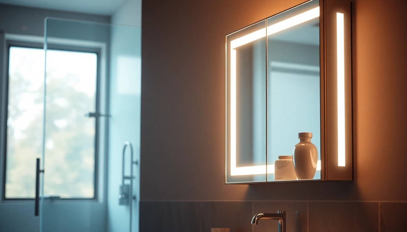 Vibrant badezimmer spiegelschränke beleuchtung in a modern bathroom showcasing LED mirror cabinets.